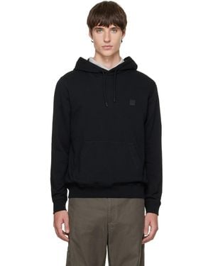 BOSS Logo-Patch Cotton Terry Hoodie - Black