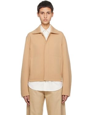 ZEGNA Beige Press-stud Jacket - Black