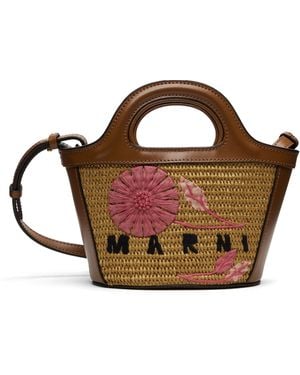 Marni Micro Cabas Tropicalia Brun Et - Noir