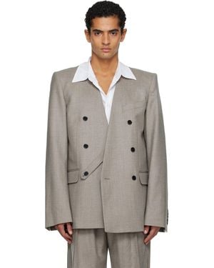 ALAINPAUL Taupe Minimalist Tailored Blazer - Grey