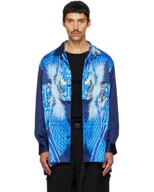 Y-3 Satin Graphic 'Dragon' Shirt - Blue
