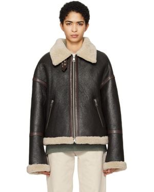 Ami Paris Zipped Shearling Jacket - Black