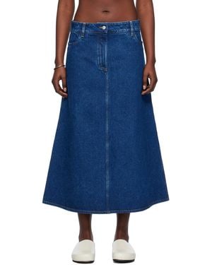 Studio Nicholson Indigo A-line Denim Maxi Skirt - Blue