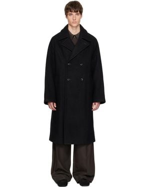 Lemaire Double-Breasted Wool & Alpaca Coat - Black