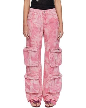 Blumarine Pink Camouflage Denim Cargo Trousers