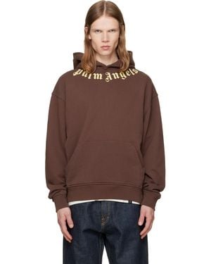 Palm Angels Pull À Capuche Brun À Logo - Marron