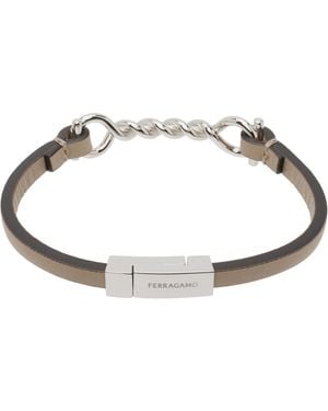 Ferragamo Gancini Leather Bracelet - Metallic