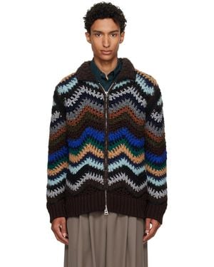 Sacai Mix Crochet Knit Blouson Jacket - Black