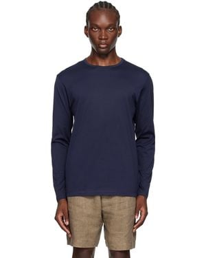 Sunspel ネイビー クラシック 長袖Tシャツ - ブルー