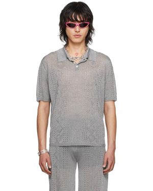 Marine Serre Silver Metallic Polo - Black