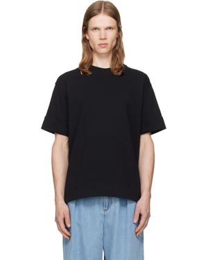 Simone Rocha T-Shirt Ajusté Noir À Armatures Et À Revers Roulés