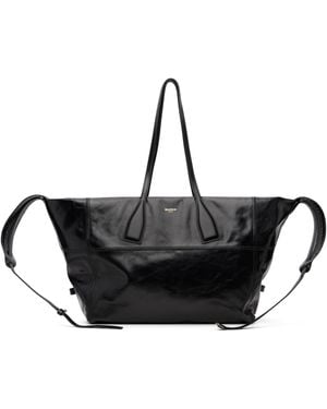 Balmain Track Zip Shiny Calfskin Tote - Black