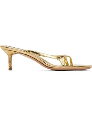 Acne Studios Sandales À Petit Talon Dorées - Noir