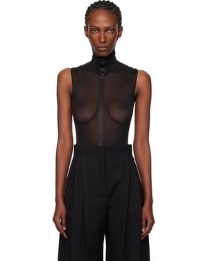 Mugler Sleeveless Tuxedo Bodysuit - Black