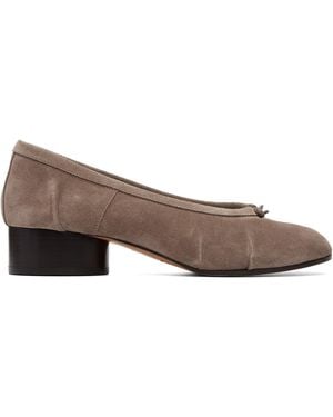 Maison Margiela Taupe Tabi Ballerina H30 Suede Heels - Gray