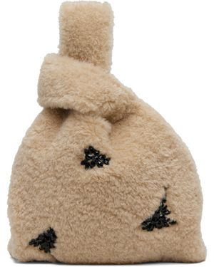 Simone Rocha Mini Embellished Faux Fur Shopper Tote - Natural