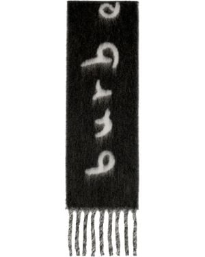 Burberry Logo Alpaca Wool Blend Scarf - Black