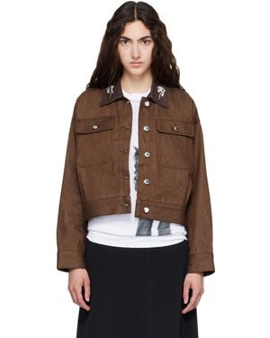 Simone Rocha Cropped Utility Denim Workwear Jacket - Brown