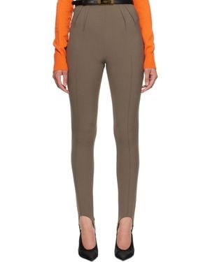 Mugler Legging Façon Tailleur Taupe - Marron