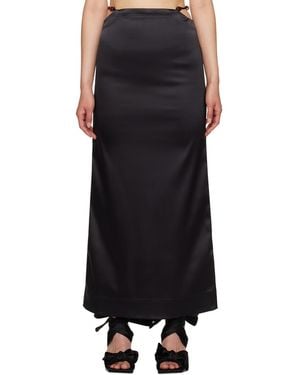 Ganni Bead-Detailing Satin Maxi Skirt - Black