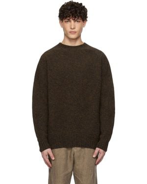 Sunspel Shetland Crew Neck Jumper - Black