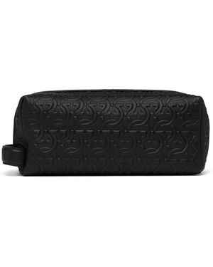 Ferragamo Pochette De Rangement Noire À Motif Gancini Gaufré