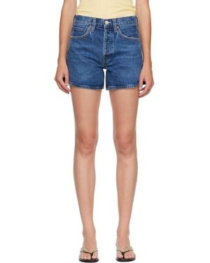 Agolde Parker Long Denim Shorts - Blue