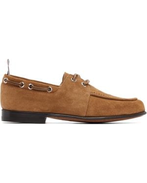 Thom Browne Tan Suede Flex Leather Sole Boat Shoes - Brown