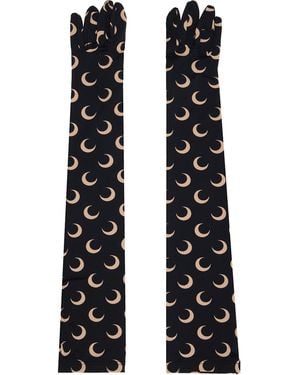 Marine Serre Recycled Moon Jersey Long Gloves - Black