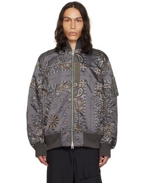 Sacai グレー バンダナプリント ボンバージャケット