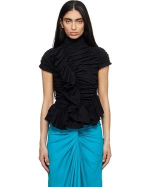 Dries Van Noten Fitted Gathered High-Neck Blouse - Black