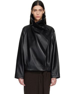 LE17SEPTEMBRE Sculptured Leather Jacket - Black