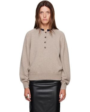 Loulou de Saison Taupe Malo Oversized Henley Jumper - Grey