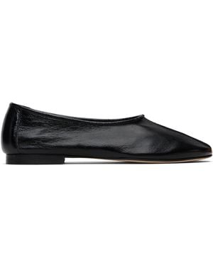 BY FAR Prudence Creased Leather Ballet Flats - Black