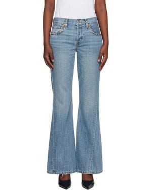 RE/DONE Twisted Mid Rise Bootcut Jeans - Blue