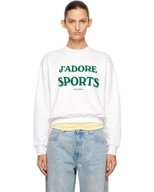 Sporty & Rich 'J'Adore' Flocked Crewneck Sweatshirt - White