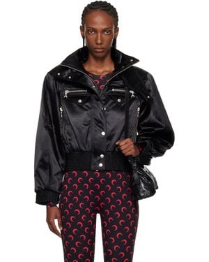 Marine Serre Satin Nylon Bomber Jacket - Black