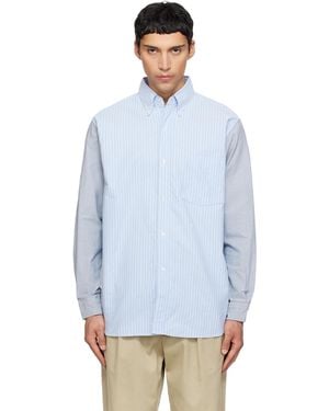 Nanamica Button Down Stripe Storm Shirt - Blue