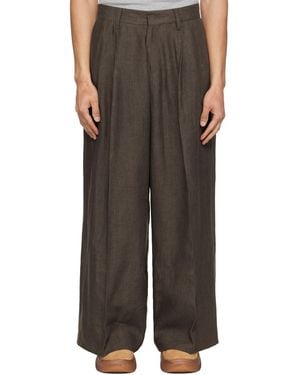 ERL Pleated Suit Trousers - Brown