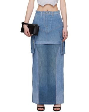 SRVC Uma Denim Midi Skirt - Blue