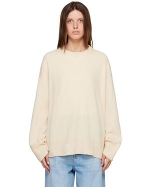 R2W Pull Rasmo Blanc Cassé En Laine À Col Ras Du Cou - Neutre