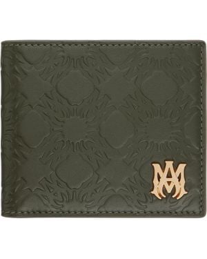 Amiri Khaki 'Ma' Quad Leather Bifold Wallet - Green