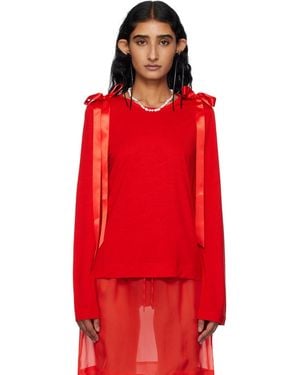 Simone Rocha Bow Ribbon Tail Long Sleeve T-Shirt - Red