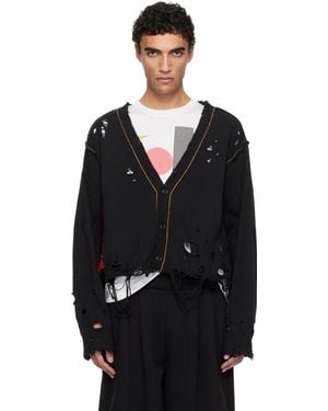 Doublet Recycle Denim Yarn Cardigan - Black