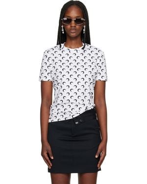 Marine Serre Moon Printed Jersey Short Sleeves Crewneck T-Shirt - Black
