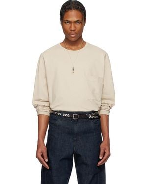 メンズ Lemaire オフホワイト リブ 長袖スウェットシャツ