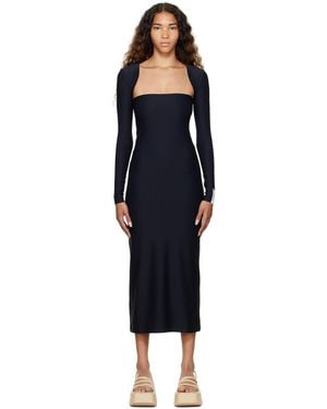 ROKH Nylon Midi Dress - Black