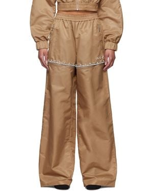 Area Tan Crystal Slit Track Trousers - Natural