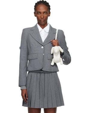 Thom Browne Wool Seersucker Cropped Blazer - Grey