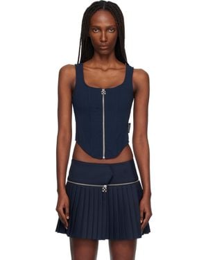Off-White c/o Virgil Abloh Haut De Style Corset Bleu Marine En Jersey Épais